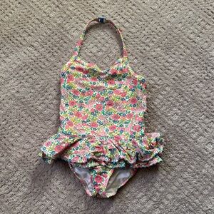 Boden Floral Kids Swim One Piece - Pink, Green, Blue